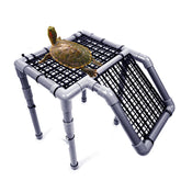 StellarOcean turtle basking platform inside tank provides secure basking space for medium to large turtles.