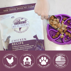 Steve's Real Food nuggets pour into bowl for quick meals.