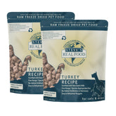 Steve's Real Food freeze-dried turkey nuggets bag open for quick, convenient raw meals.