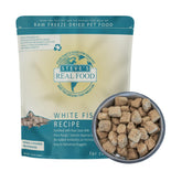 Steve's Real Food freeze-dried white fish nuggets in a bowl for a complete tasty meal.