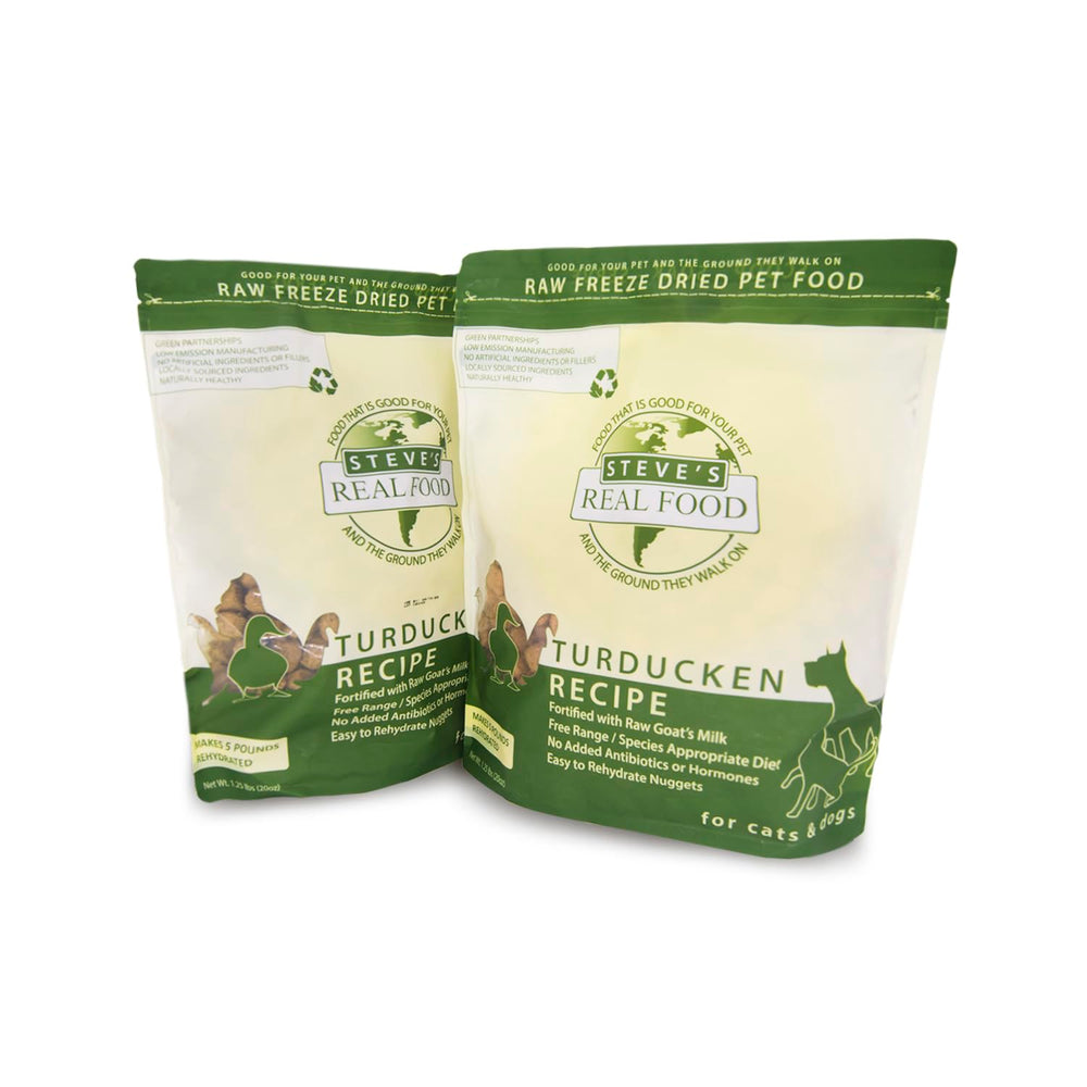 Steve's Real Food freeze-dried Turducken 2-pack packaging for easy meals.