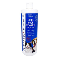Stink Free Instantly Urine Odor Remover bottle ready for quick carpet treatment