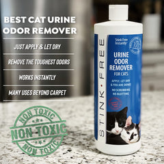 Stink Free rug spot-treatment demonstrates targeted odor removal.
