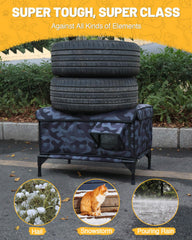 Stohot Premium Heated Cat House elevated base keeps pets dry and off cold ground