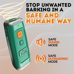 STOPWOOFER pocket-sized bark deterrent green travels easily for discreet training sessions.