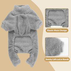 Stpiatue fuzzy-dog-pajamas-elastic-waist ensures secure, comfortable fit.