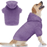 Stpiatue fuzzy dog sweater purple front view shows warm plush fleece for large dogs