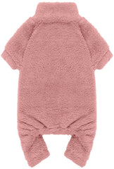 Pijamas de felpa Stpiatue para perro rosa con cuello alto, abrigador y suave.
