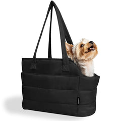STRAODTIC small dog purse carrier front view highlights lightweight quilted design for daily errands.