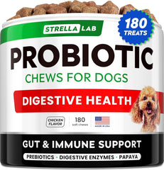STRELLALAB dog probiotics chews enzyme bottle supports daily digestion