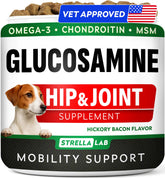 STRELLALAB glucosamine dog chews bottle promotes daily joint support