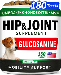 STRELLALAB Glucosamine for Dogs chews in a pack support ongoing mobility.