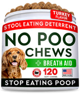 STRELLALAB No Poo Chews, turkey flavor packaging promotes easy daily dosing.