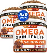 STRELLALAB Omega 3 for Dogs chews in jar-front for convenient daily skin support