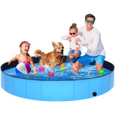 STUDESK foldable dog pool setup enables quick cooling and space-saving storage.