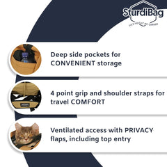 SturdiBag XL safety-straps keep carrier stable during transit.