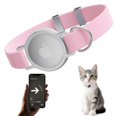 Sucegi AirTag Cat Collar closeup pink strap showing lightweight comfort and secure fit