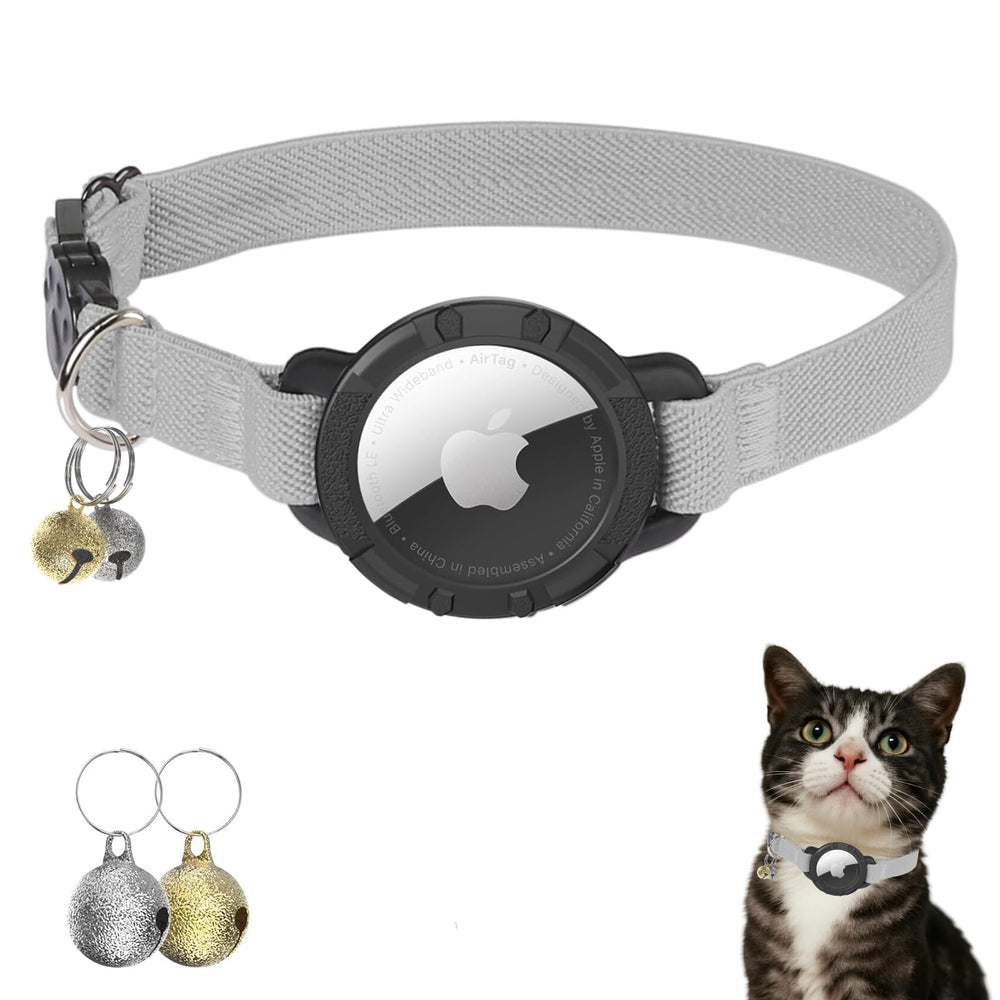 Sucegi AirTag Cat Collar gray closeup buckle for secure fit