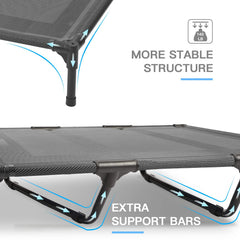 Suddus elevated dog bed dog-on-bed image shows comfortable hammock-style rest