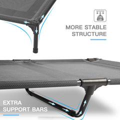 Suddus elevated bed featuring Teslin mesh for cooling airflow