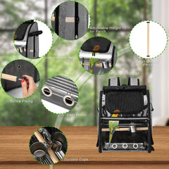 SUERTREE backpack-style travel bird cage for hands-free portability.