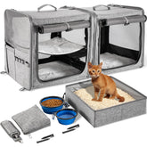 Suertree cat carrier in-use with two cats for safer road travel.