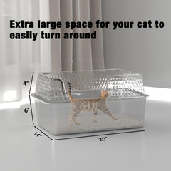 Suhaco high-walls stainless steel litter box Grey helps reduce spills and odor around the setup.