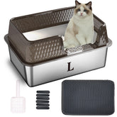 Suhaco small stainless steel litter box with side-entry for cleaner entry and easy access.