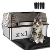 Suhaco XL stainless steel litter box lid in black keeps mess contained.