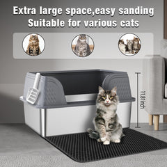 Suhaco XXL high-sided design keeps litter contained and spills at bay.