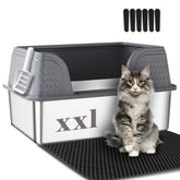 Suhaco XXL litter box with lid shows easy cleanup and spacious interior.