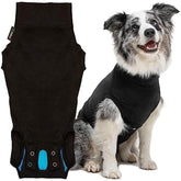 Suitical Recovery Suit on a resting dog for post-surgery comfort.