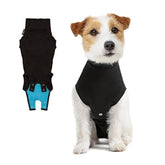 Suitical Recovery Suit for Dogs demonstrates a snug neck-to-tail fit reducing licking.