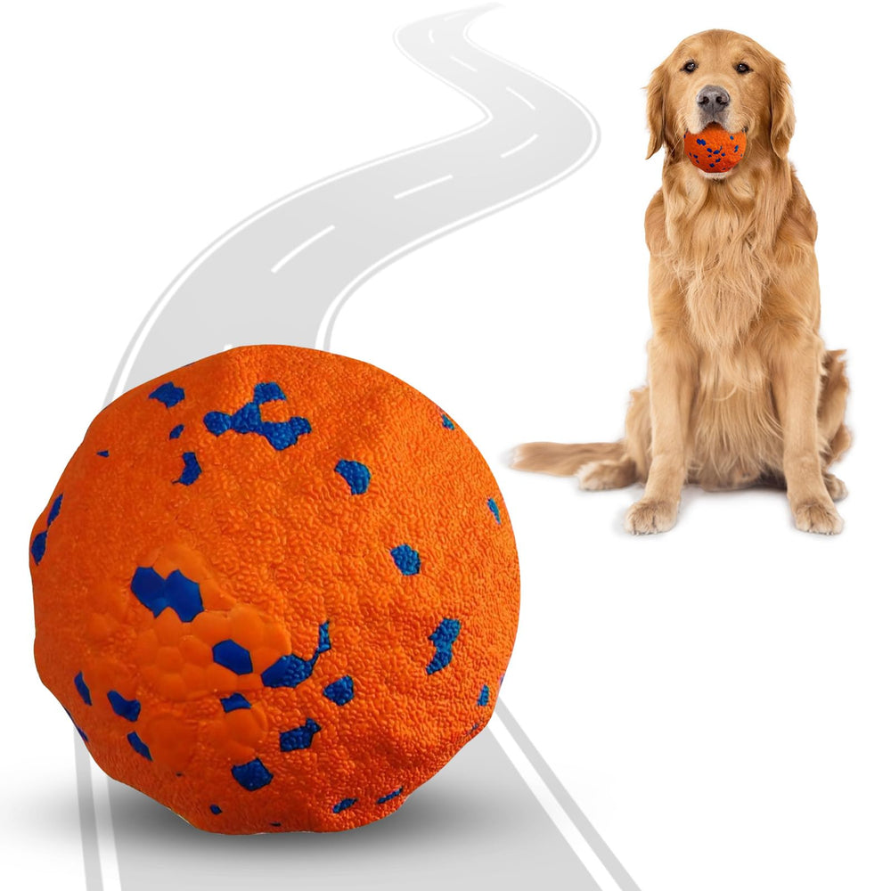 SUJF Interactive Dog Ball front view; durable E-TPU shell enables safe indoor play.