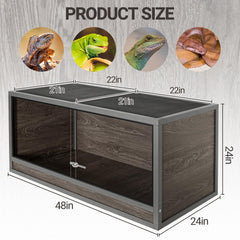 SUKEOPET Woodern Reptile Enclosure side view shows ample interior space for enrichment.