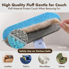 sukitch pet hair remover safe-on-leather close-up demonstrates upholstery care.