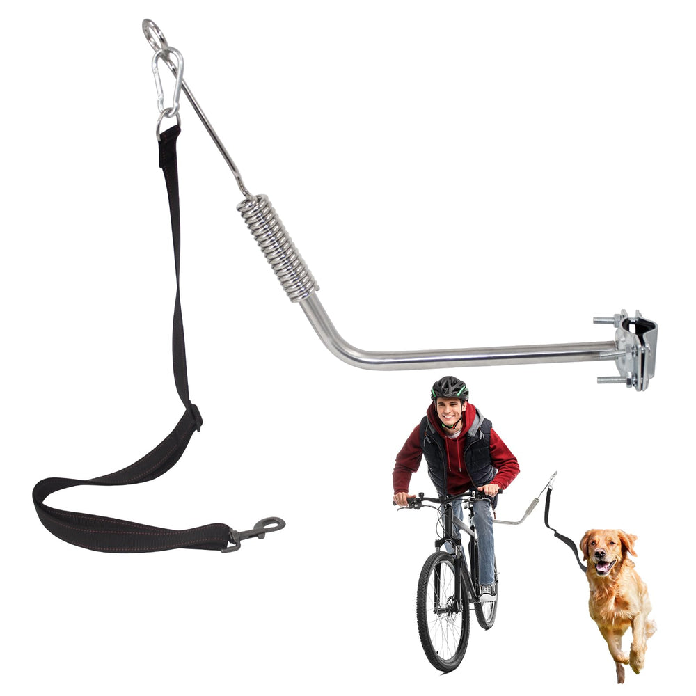 Sukubiui Bike Dog Leash with Shock Absorber smooths rides by dampening quick pulls