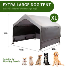 SUMMERTRAIL extralarge dog house side view highlights rust-resistant steel frame for durability.