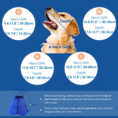 SUNFURA dog cone side-fit demonstrates secure adjustable wrap for a snug, safe fit.