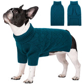 SUNFURA dog sweater medium turtleneck blue knit provides cozy warmth for daily walks.