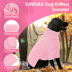 SUNFURA pink XL dog sweater closeup fabric reveals soft, durable knit