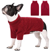 SUNFURA dog sweater red turtleneck close-up keeps large dogs cozy