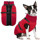 SUNFURA dog winter coat built-in harness provides secure walks in cold weather.