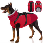SUNFURA large dog coat with harness built-in for secure leash attachment during walks.