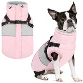 SUNFURA small dog coat with harness back-zipper for quick, secure on-and-off winter walks