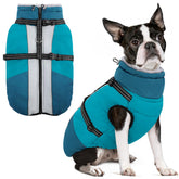 Sunfura small dog coat with built-in harness for secure leash walks.