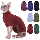 SUNFURA Sphynx sweater burgundy front view keeps hairless cats warm.