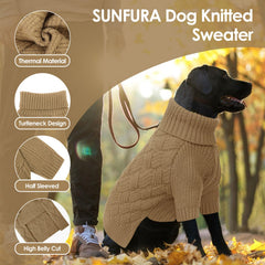 SUNFURA XXL dog sweater camel two-sleeve design for full warmth