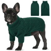 SUNFURA XS dog sweater in green with turtleneck for warm winter walks.