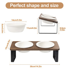 Sunhoo brown tilted bowls for cats reduce mess and promote smoother swallowing during feeding